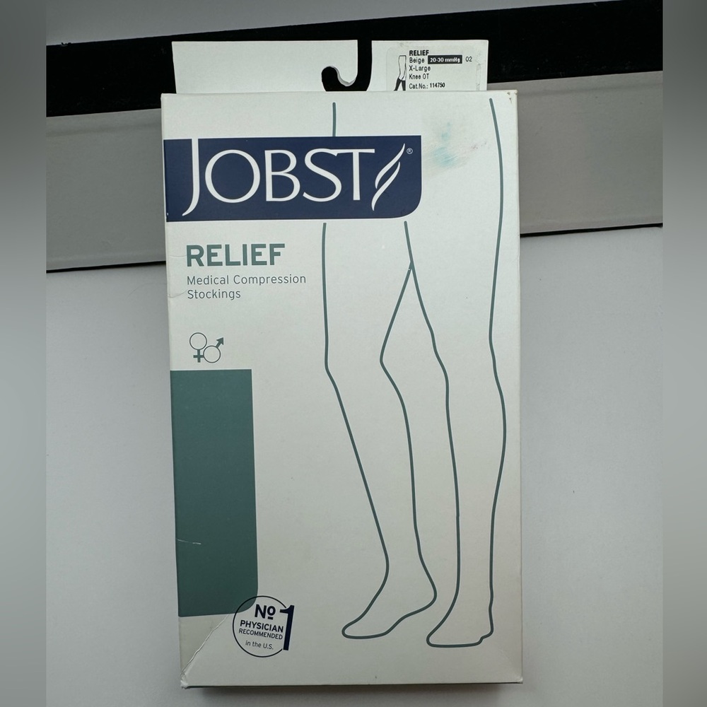 NEW Jobst Relief Comp. 20-30 mmHg X-Large Knee High Stockings Support Beige